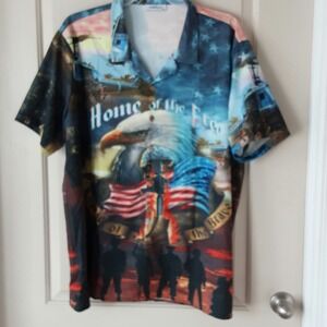 Hawalili Mens 3XL Shirt NWOT USA Home of the Free Patriotic Graphics